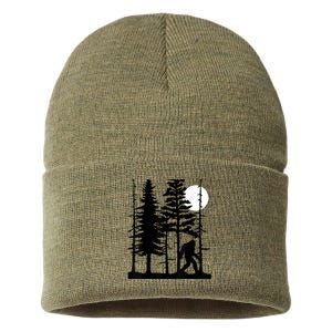 Bigfoot Hiding In Forest For Sasquatch Believers Sustainable Knit Beanie