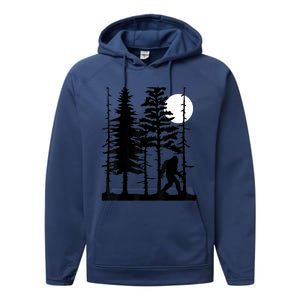 Bigfoot Hiding In Forest For Sasquatch Believers Performance Fleece Hoodie