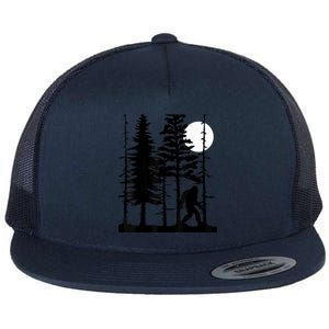 Bigfoot Hiding In Forest For Sasquatch Believers Flat Bill Trucker Hat