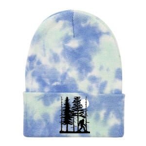 Bigfoot Hiding In Forest For Sasquatch Believers Tie Dye 12in Knit Beanie