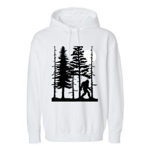 Bigfoot Hiding In Forest For Sasquatch Believers Garment-Dyed Fleece Hoodie