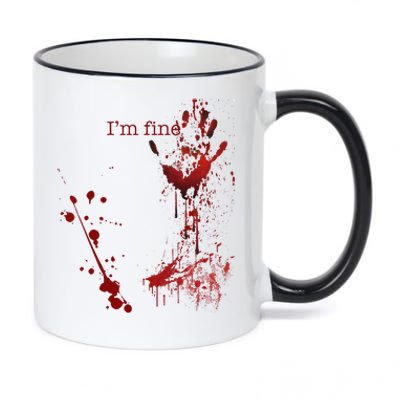 Bloody Halloween Im Fine 11oz Black Color Changing Mug