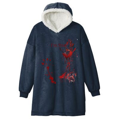 Bloody Halloween Im Fine Hooded Wearable Blanket