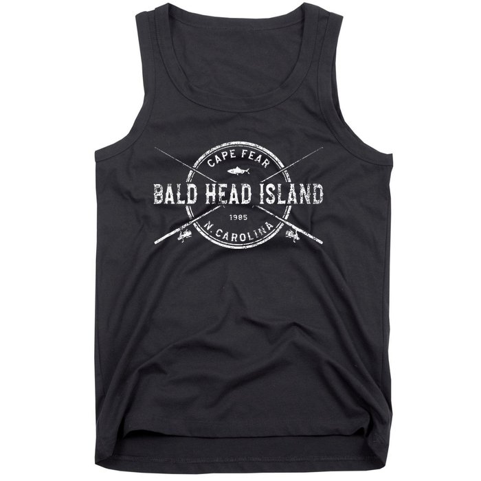 Bald Head Island Nc Vintage Crossed Fishing Rods Tank Top