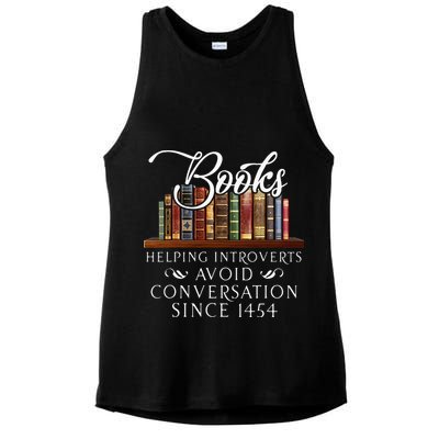 Books Helping Introverts Avoid Conversation Ladies PosiCharge Tri-Blend Wicking Tank