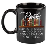 Books Helping Introverts Avoid Conversation 11oz C Handle Ceramic Mug