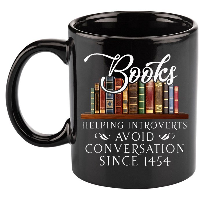 Books Helping Introverts Avoid Conversation 11oz C Handle Ceramic Mug