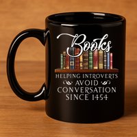 Books Helping Introverts Avoid Conversation 11oz C Handle Ceramic Mug