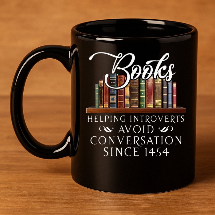 Books Helping Introverts Avoid Conversation 11oz C Handle Ceramic Mug