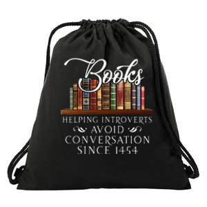 Books Helping Introverts Avoid Conversation Drawstring Bag