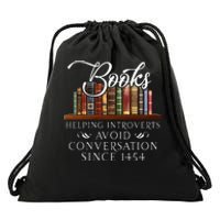 Books Helping Introverts Avoid Conversation Drawstring Bag