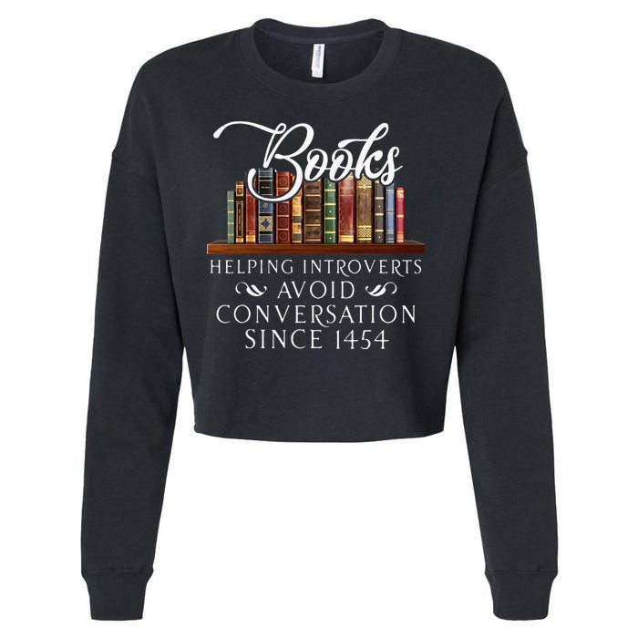 Books Helping Introverts Avoid Conversation Cropped Pullover Crew