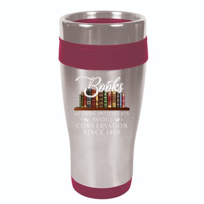 Books Helping Introverts Avoid Conversation 16oz Travel Tumbler