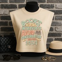 Books Helping Introverts Avoid Conversation 1454 Garment-Dyed Women's Muscle Tee