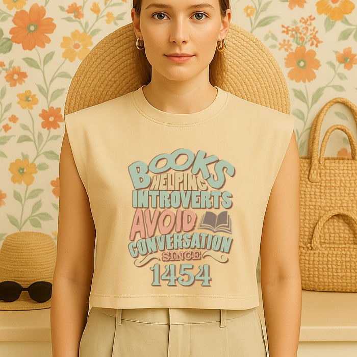 Books Helping Introverts Avoid Conversation 1454 Garment-Dyed Women's Muscle Tee