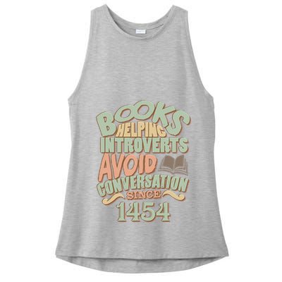 Books Helping Introverts Avoid Conversation 1454 Ladies PosiCharge Tri-Blend Wicking Tank