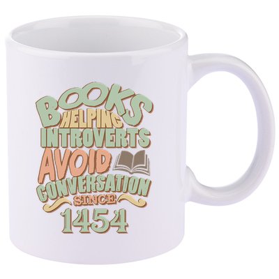 Books Helping Introverts Avoid Conversation 1454 11oz C Handle Ceramic Mug