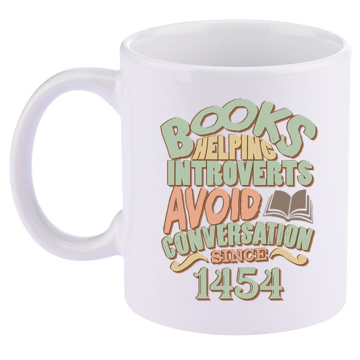 Books Helping Introverts Avoid Conversation 1454 11oz C Handle Ceramic Mug