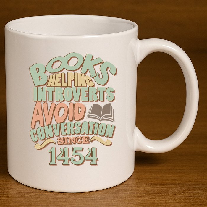 Books Helping Introverts Avoid Conversation 1454 11oz C Handle Ceramic Mug
