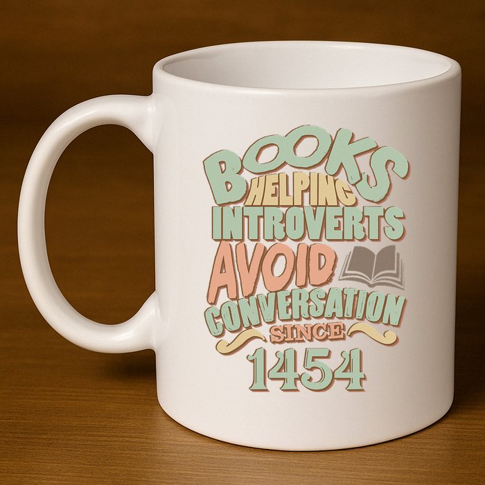 Books Helping Introverts Avoid Conversation 1454 11oz C Handle Ceramic Mug