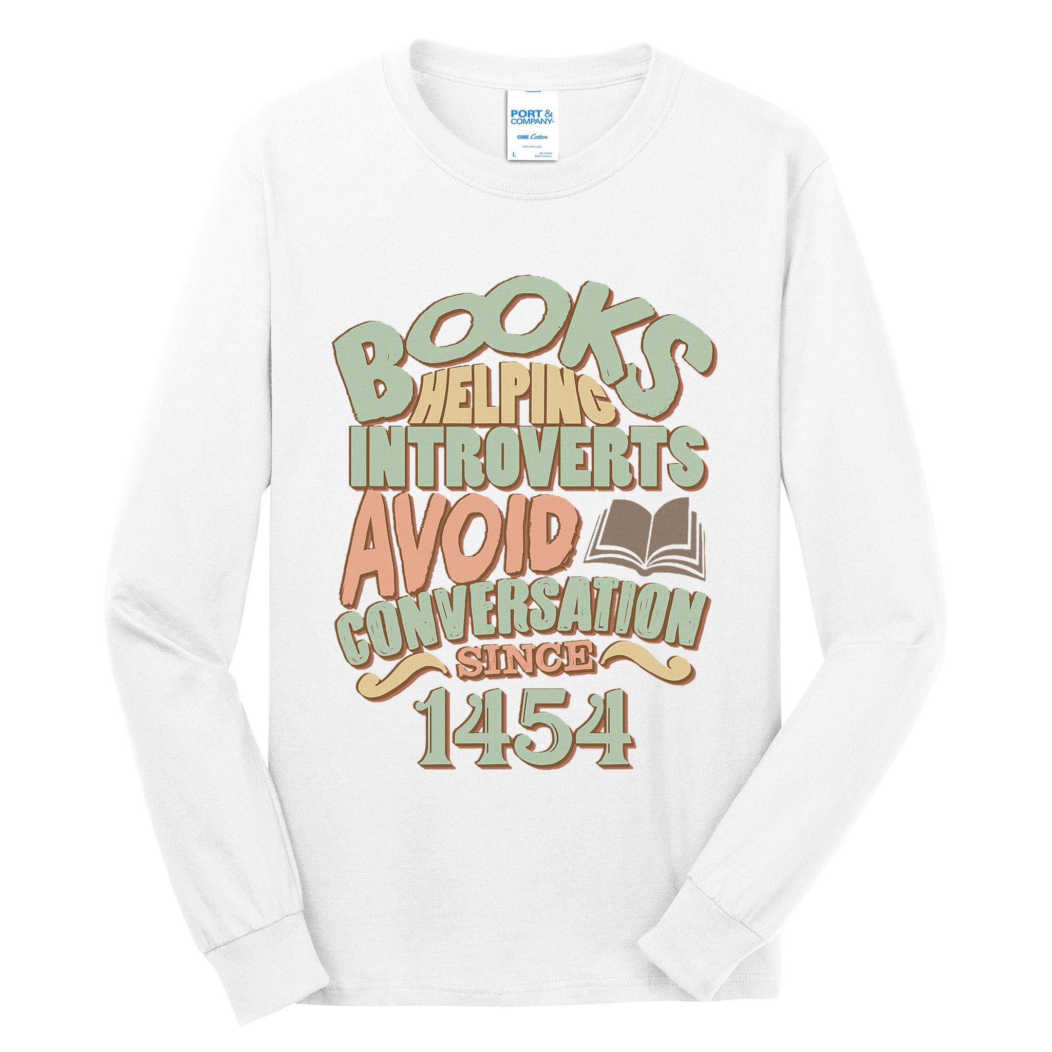 Books Helping Introverts Avoid Conversation 1454 Tall Long Sleeve T-Shirt