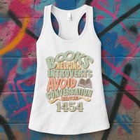 Books Helping Introverts Avoid Conversation 1454 Womens Tank Top