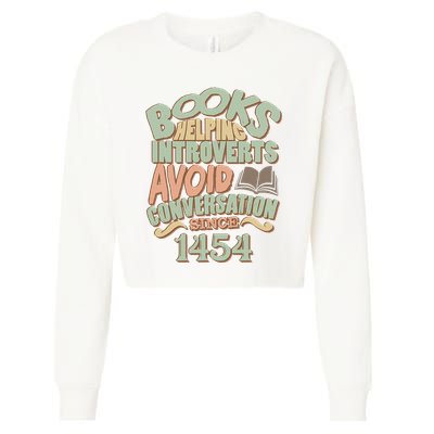 Books Helping Introverts Avoid Conversation 1454 Cropped Pullover Crew