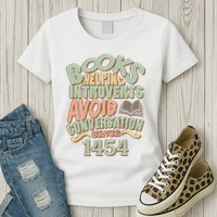 Books Helping Introverts Avoid Conversation 1454 Womens T-Shirt