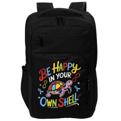 Be Happy In Your Own Shell Autism Awareness Turtle Autistic Impact Tech Backpack