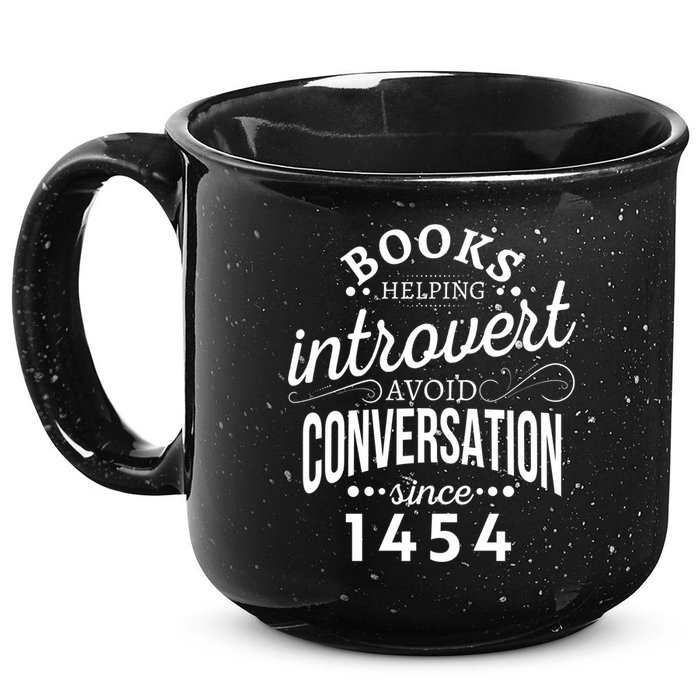 Books Helping Introvert Avoid Conversation Since 1454 Gift 15oz Campfire Ceramic Mug