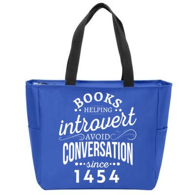 Books Helping Introvert Avoid Conversation Since 1454 Gift Zip Tote Bag