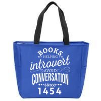 Books Helping Introvert Avoid Conversation Since 1454 Gift Zip Tote Bag