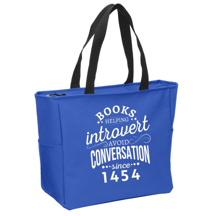 Books Helping Introvert Avoid Conversation Since 1454 Gift Zip Tote Bag