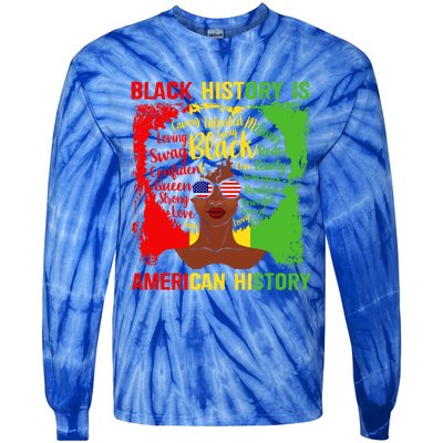 Black History Is American History Africa Afro Melanin Queen Gift Tie-Dye Long Sleeve Shirt