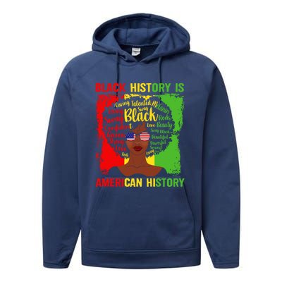 Black History Is American History Africa Afro Melanin Queen Gift Performance Fleece Hoodie