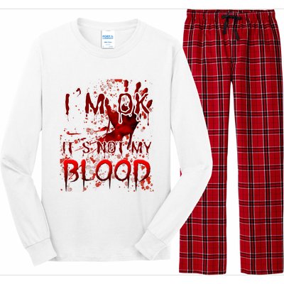 Bloody Halloween Im Fine It Is Not My Blood Long Sleeve Pajama Set