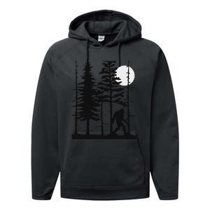 Bigfoot Hiding In Forest For Sasquatch Believers Performance Fleece Hoodie