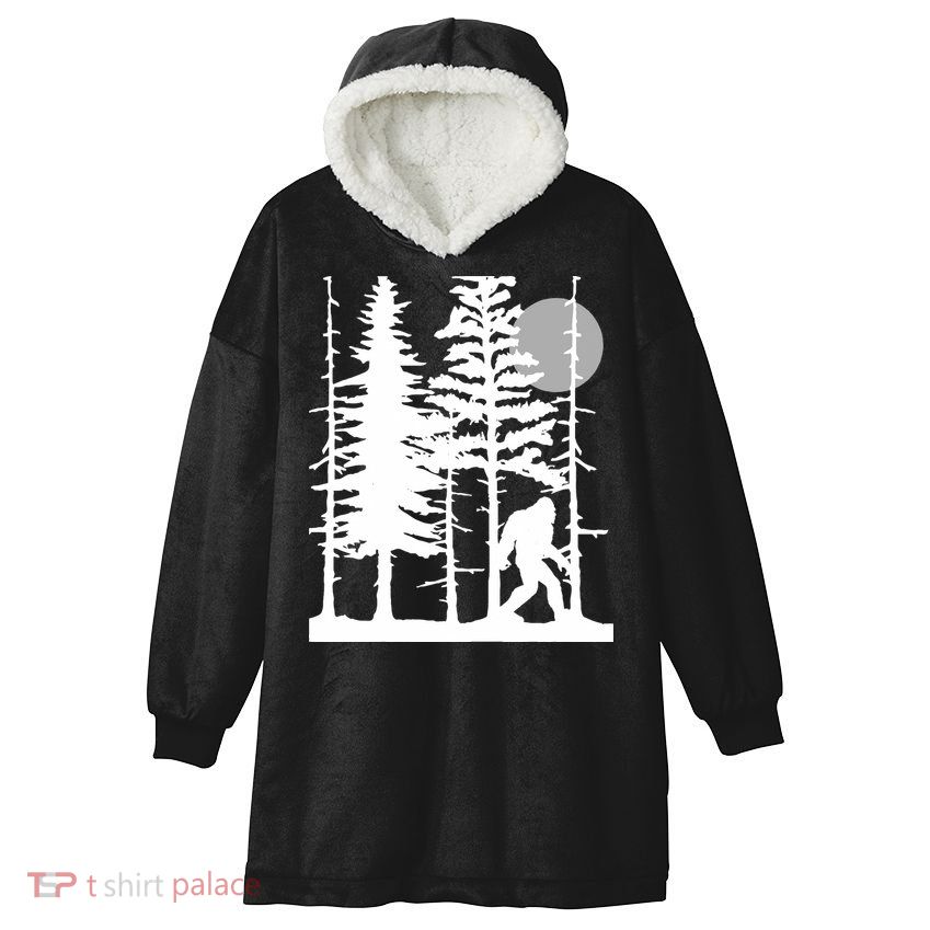 Bigfoot Hiding In Forest For Sasquatch Believers Hooded Wearable Blanket
