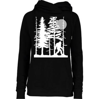 Bigfoot Hiding In Forest For Sasquatch Believers Womens Funnel Neck Pullover Hood