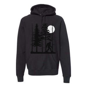 Bigfoot Hiding In Forest For Sasquatch Believers Premium Hoodie