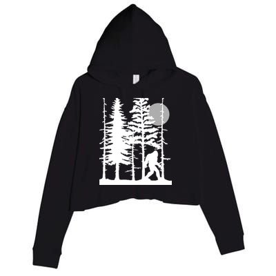 Bigfoot Hiding In Forest For Sasquatch Believers Crop Fleece Hoodie