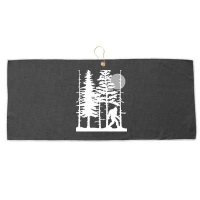 Bigfoot Hiding In Forest For Sasquatch Believers Large Microfiber Waffle Golf Towel