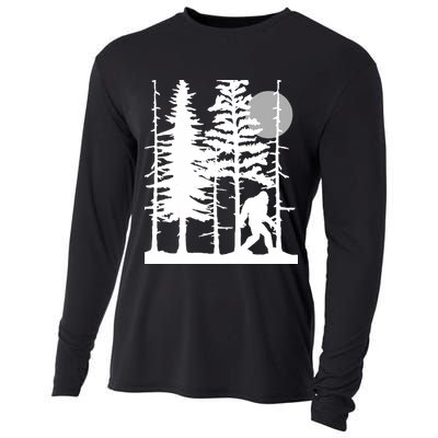 Bigfoot Hiding In Forest For Sasquatch Believers Cooling Performance Long Sleeve Crew