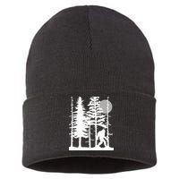 Bigfoot Hiding In Forest For Sasquatch Believers Sustainable Knit Beanie