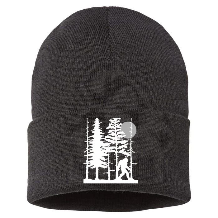 Bigfoot Hiding In Forest For Sasquatch Believers Sustainable Knit Beanie