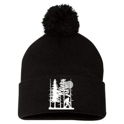 Bigfoot Hiding In Forest For Sasquatch Believers Pom Pom 12in Knit Beanie