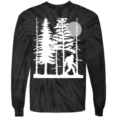 Bigfoot Hiding In Forest For Sasquatch Believers Tie-Dye Long Sleeve Shirt