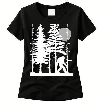 Bigfoot Hiding In Forest For Sasquatch Believers Womens T-Shirt