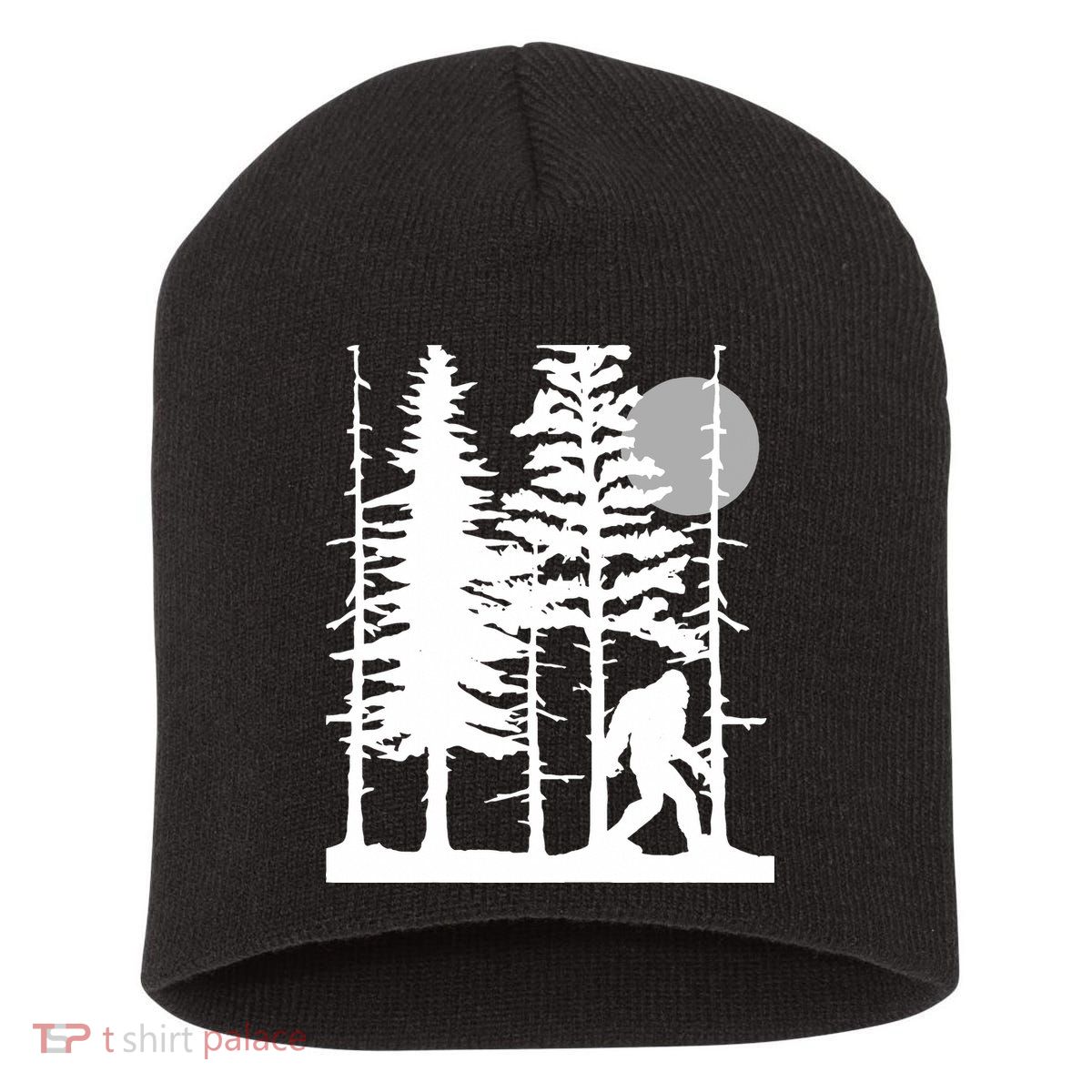 Bigfoot Hiding In Forest For Sasquatch Believers Short Acrylic Beanie