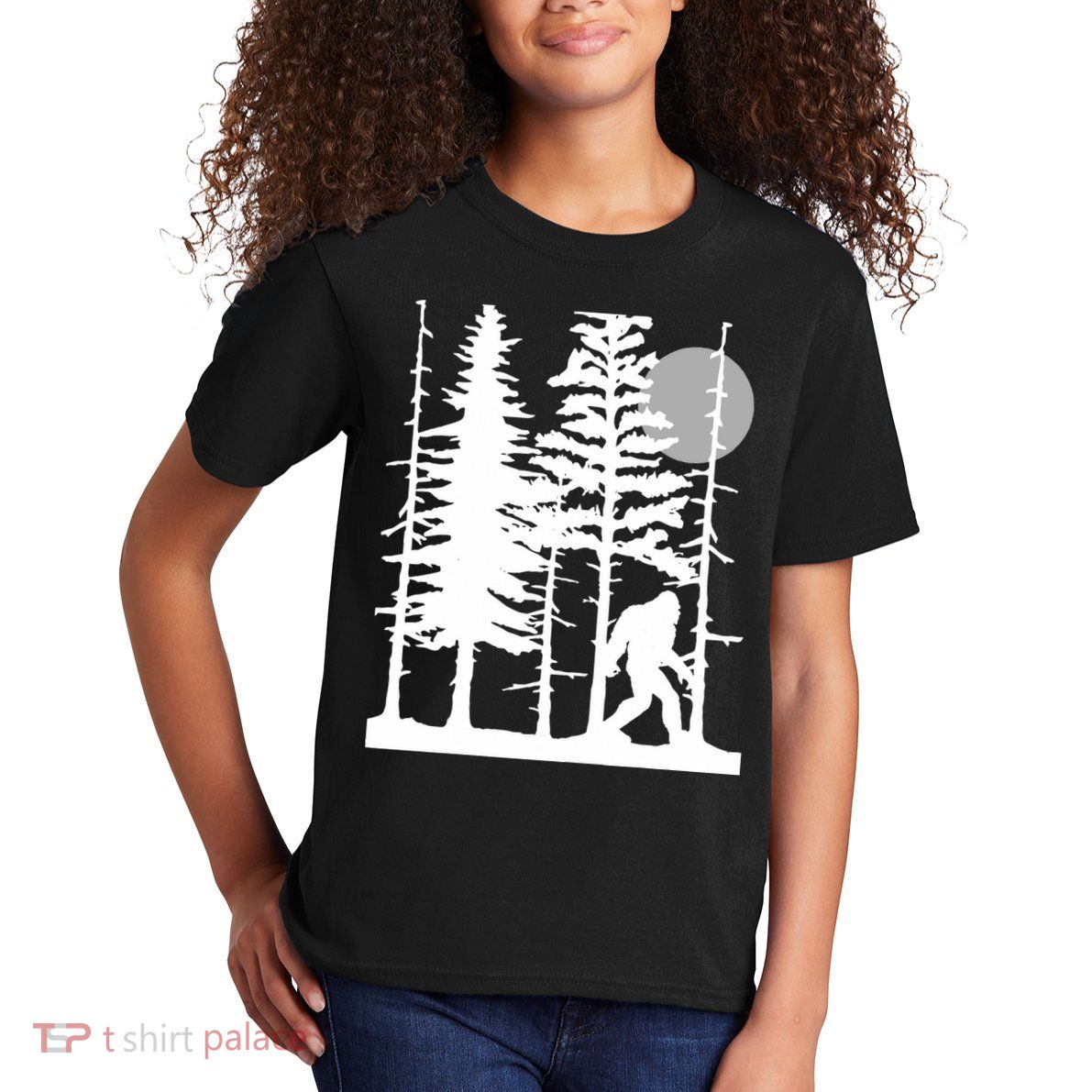 Bigfoot Hiding In Forest For Sasquatch Believers Kids T-Shirt